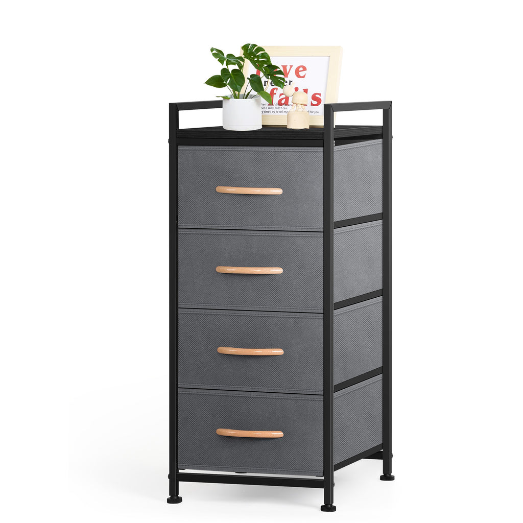 4-Drawer Fabric Chest of Drawers -Slim Tall Nightstand for Bedroom, Closet & Entryway