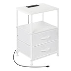2-Pack Nightstands with USB Ports & Outlets -Black End Tables with Storage Drawers for Bedroom & Dorm