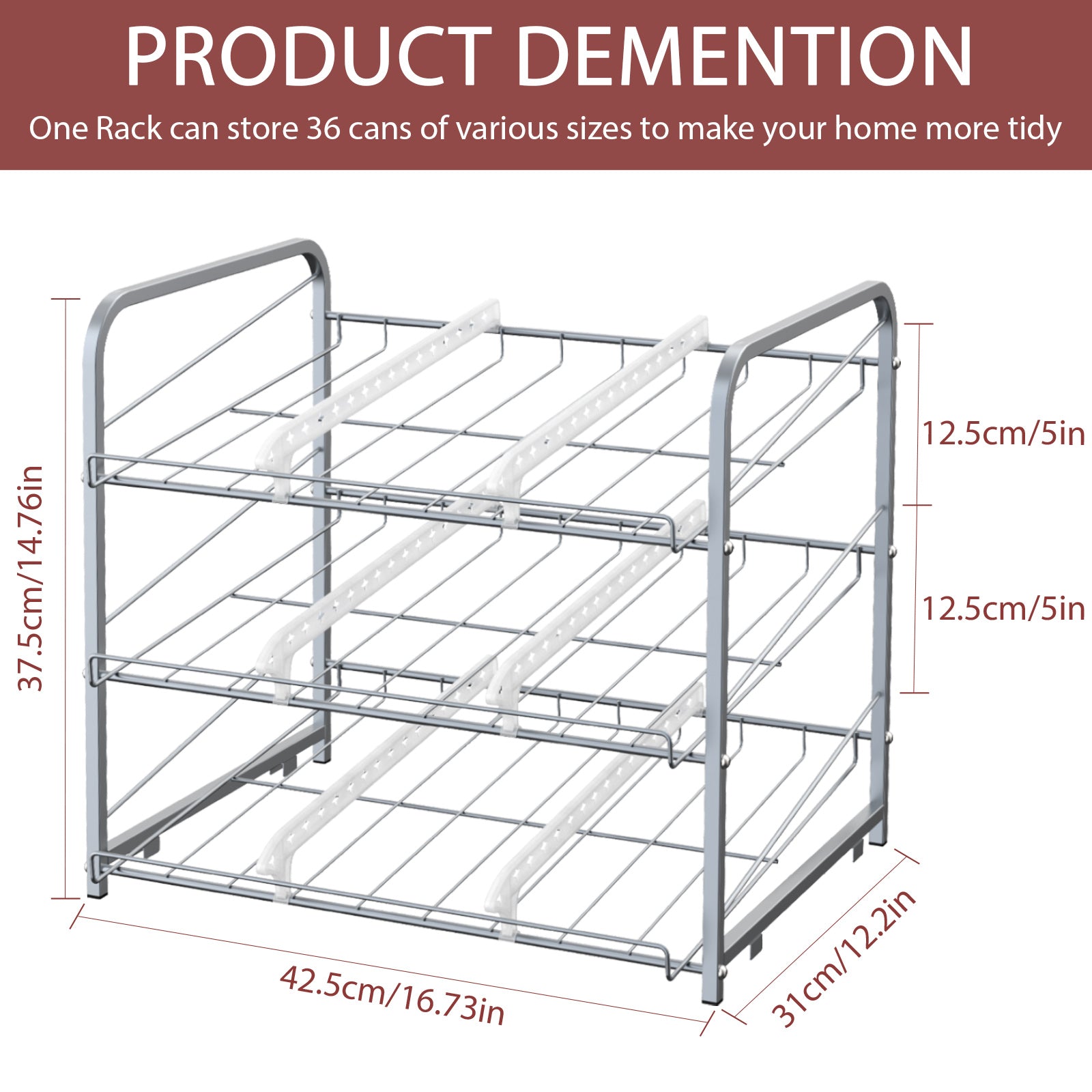 Stackable Can Organizer Rack, 2-Pack Brown Pantry Can Storage Dispensers, Holds 36 Cans Total