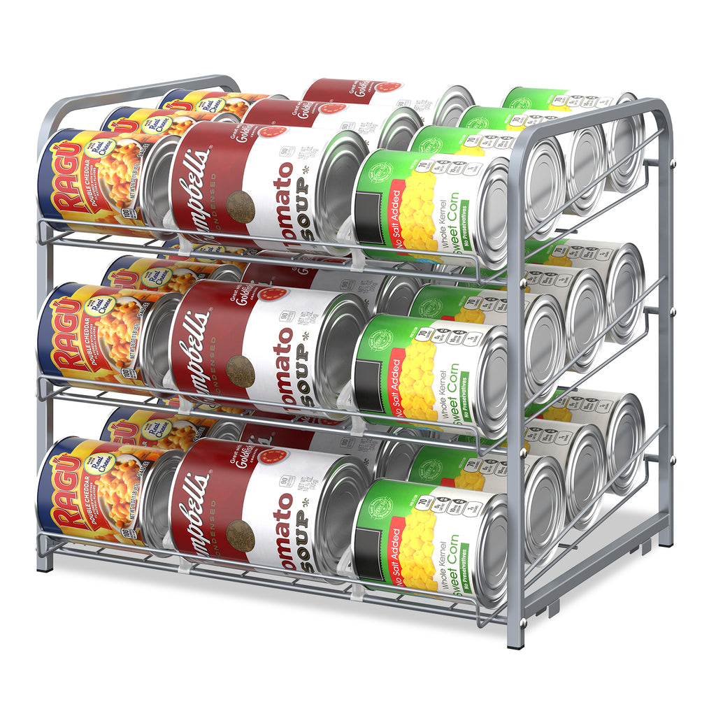 Stackable Can Organizer Rack, 2-Pack Brown Pantry Can Storage Dispensers, Holds 36 Cans Total