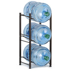 3-Tier Heavy Duty 5-Gallon Water Bottle Holder - Detachable Black Steel Storage