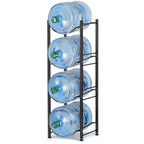 4-Tier 5 Gallon Water Bottle Holder Rack - Heavy Duty Stackable Water Jug Storage Organizer for Kitchen, Office & Breakroom, Black
