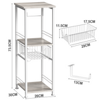 Slim Bathroom Storage Cabinet with Toilet Paper Holder - Narrow Multi-Purpose Floor Shelf for Small Spaces, Laundry Room & Kitchen Pantry, Black