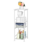 Slim Bathroom Storage Cabinet with Toilet Paper Holder - Narrow Multi-Purpose Floor Shelf for Small Spaces, Laundry Room & Kitchen Pantry, Black