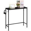 31.5" Narrow Entryway Console Table with Side Hooks - Slim Industrial Sofa Table for Hallway, Living Room & Foyer, Space-Saving Design, Black