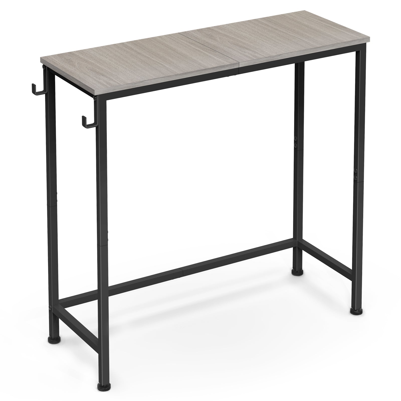 31.5" Narrow Entryway Console Table with Side Hooks - Slim Industrial Sofa Table for Hallway, Living Room & Foyer, Space-Saving Design, Black