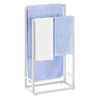 Matte Black Dual-Bar Towel Rack | Freestanding Hand Towel & Blanket Drying Stand