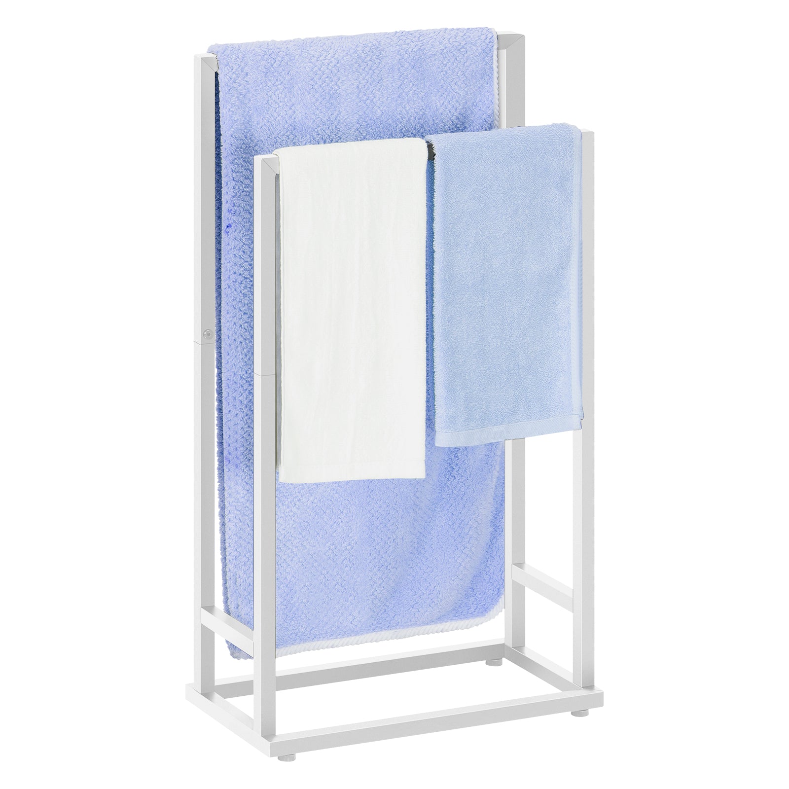 Matte Black Dual-Bar Towel Rack | Freestanding Hand Towel & Blanket Drying Stand