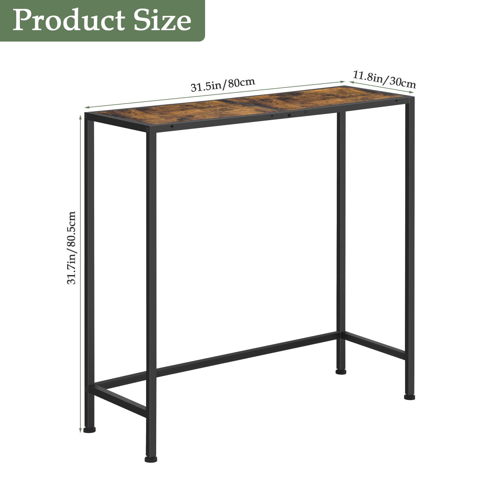 31.5" Industrial Console Table with Sturdy Metal Frame - Multi-Purpose Sofa Table for Entryway, Office Reception & Living Room, Black