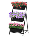 3-Tier Vertical Raised Garden Bed - Elevated Planter Box for Herbs & Flowers with Drainage System & Removable Trays for Patio, Balcony & Porch