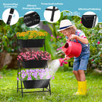 3-Tier Vertical Raised Garden Bed - Elevated Planter Box for Herbs & Flowers with Drainage System & Removable Trays for Patio, Balcony & Porch