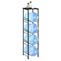 4-Tier 5 Gallon Water Jug Holder with Top Wood Shelf - Heavy Duty Water Bottle Organizer Stand for Office & Kitchen Storage, Black
