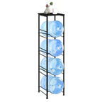 4-Tier 5 Gallon Water Jug Holder with Top Wood Shelf - Heavy Duty Water Bottle Organizer Stand for Office & Kitchen Storage, Black
