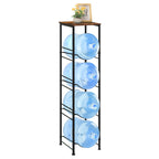 4-Tier 5 Gallon Water Jug Holder with Top Wood Shelf - Heavy Duty Water Bottle Organizer Stand for Office & Kitchen Storage, Black