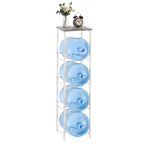 4-Tier 5 Gallon Water Jug Holder with Top Wood Shelf - Heavy Duty Water Bottle Organizer Stand for Office & Kitchen Storage, Black