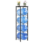 Heavy-Duty 4-Tier Water Bottle Storage Rack with Display Top - 5 Gallon Water Jug Organizer Stand for Home & Office, Space-Saving Black Finish
