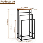 3-Tier Freestanding Towel Rack with Shelf, Rustic Brown Bathroom Towel Holder Stand for Floor, Dorm & Laundry Room