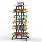 5-Tier Rolling Beverage Storage Rack with Lockable Wheels - Multi-Purpose Kitchen Pantry Organizer & Mobile Can Holder for Soda & Bottled Water