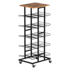 5-Tier Rolling Beverage Storage Rack with Lockable Wheels - Multi-Purpose Kitchen Pantry Organizer & Mobile Can Holder for Soda & Bottled Water