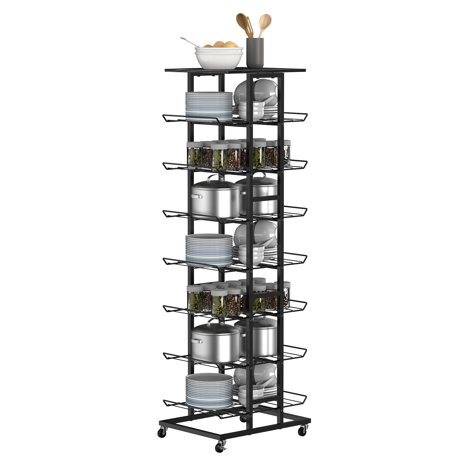 Water Bottle & Soda Can Organizer - Free Standing Beverage & Snack Storage Rack
