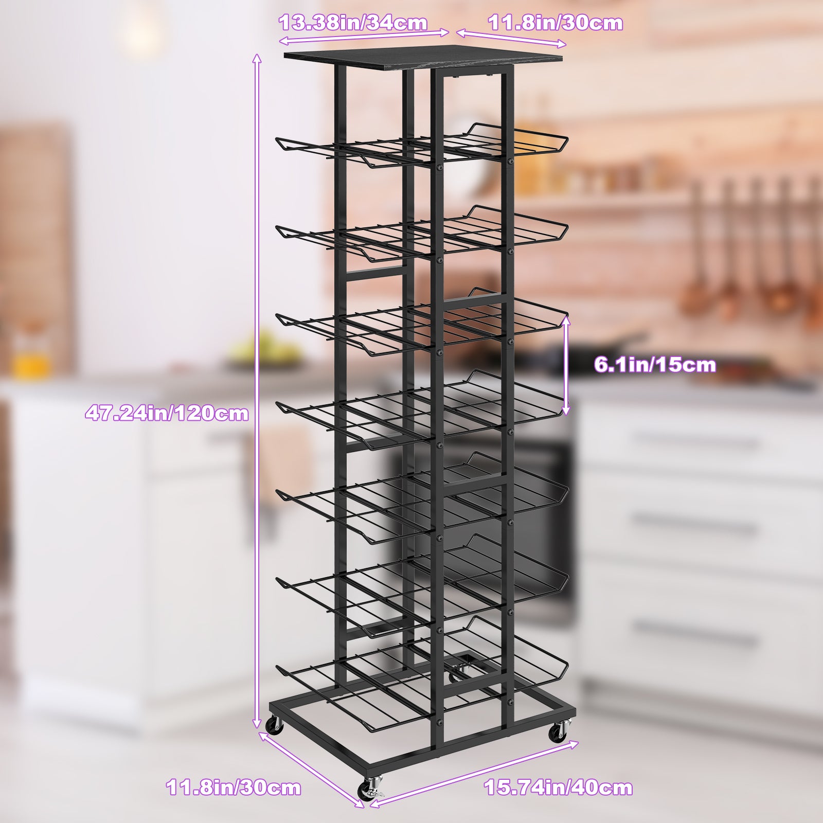 Water Bottle & Soda Can Organizer - Free Standing Beverage & Snack Storage Rack