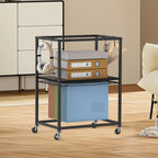 2-Tier Rolling File Cart with Side Hooks - Mobile Office Organizer for Letter & Legal Size Hanging Folders, Heavy-Duty File Storage Cabinet, Black