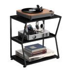 3-Tier Media Stand & Record Player Table - Industrial AV Audio Rack for DVD Players, Game Consoles & WiFi Routers, Stylish Living Room Organizer