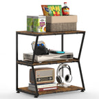 3-Tier Media Stand & Record Player Table - Industrial AV Audio Rack for DVD Players, Game Consoles & WiFi Routers, Stylish Living Room Organizer