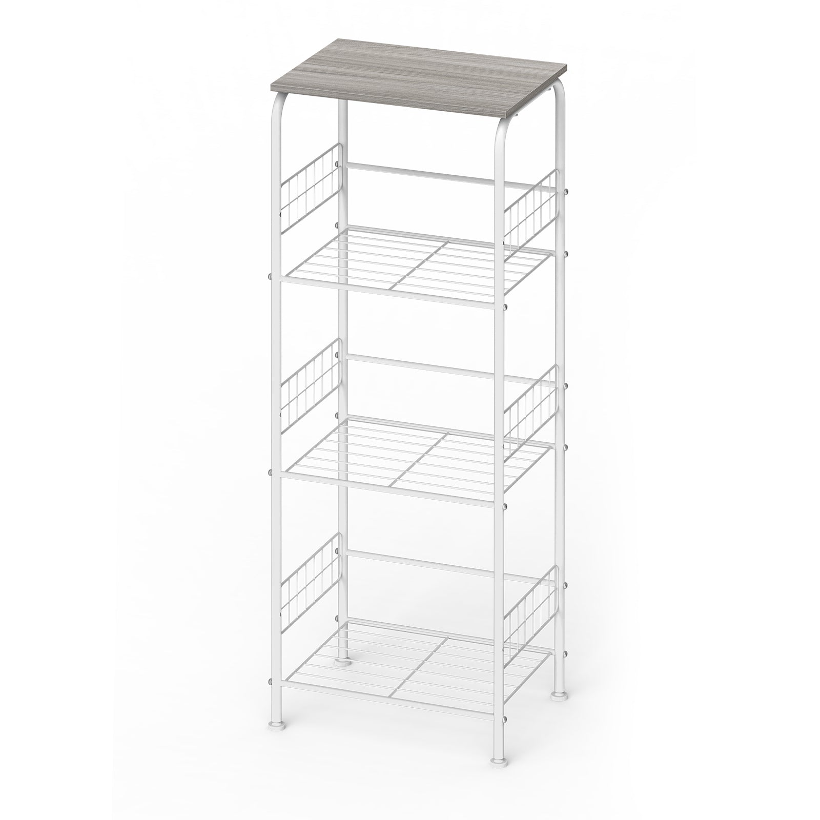 4-Tier Rolling Kitchen Cart, Black Metal Utility Storage Cart with Wheels for Kitchen, Pantry, Bathroom