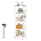 5-Tier Rolling Wire Storage Basket Cart - Slim Utility Shelf Organizer for Kitchen, Pantry, Laundry Room & Kids' Playroom, Black