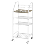 4-Tier Rolling Bathroom Cart with Integrated Hair Dryer Holder - Mobile Spa Organizer & Towel Storage Shelf for Laundry & Salon, Black