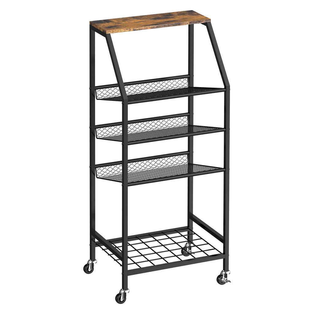 5-Tier Rolling Utility Cart with Storage Baskets - Versatile Home Organizer for Bathroom, Bedroom & Kids' Room, Multi-Purpose Mobile Shelf, Black