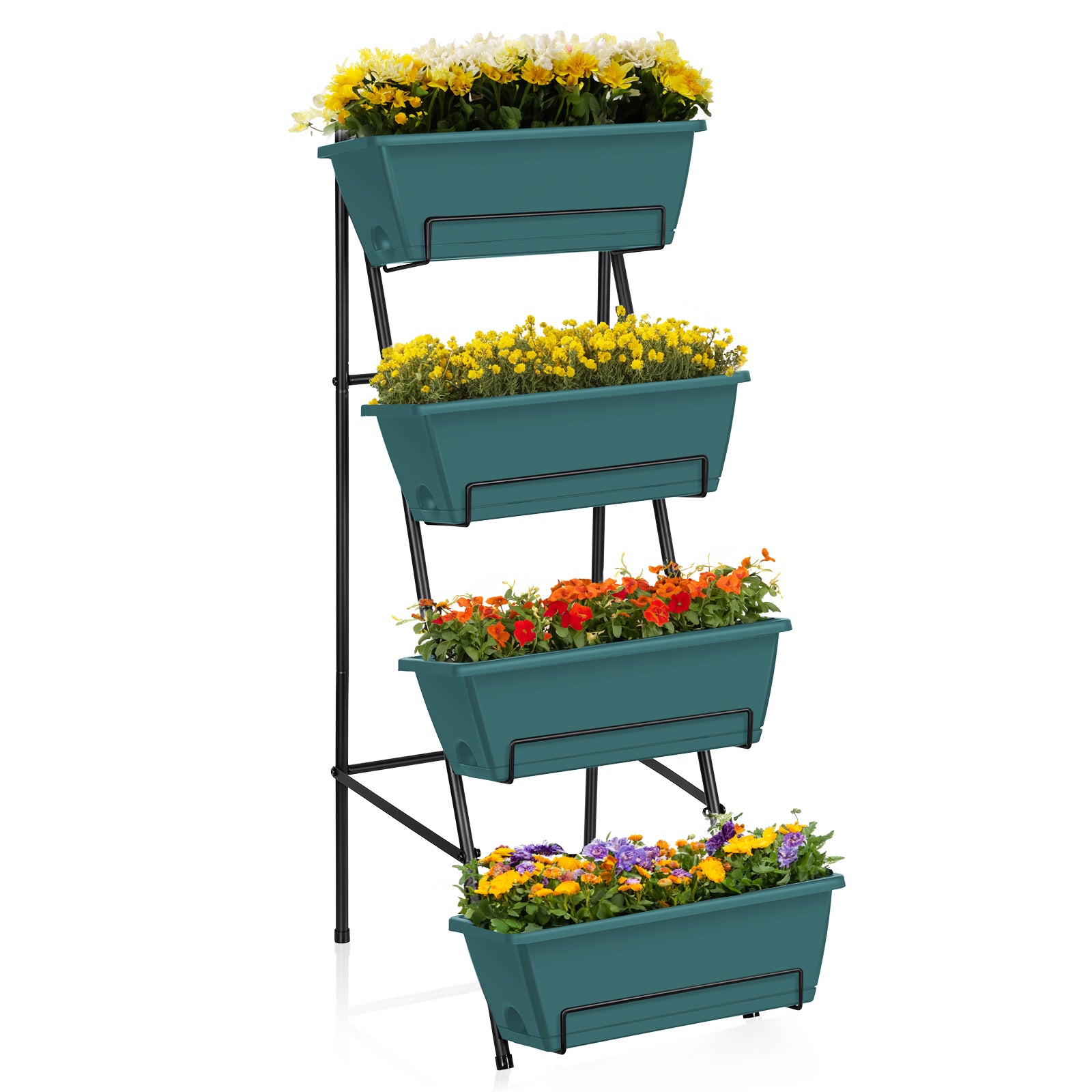 4-Tier Vertical Raised Garden Bed - Elevated Planter Box for Herbs, Vegetables & Flowers, Space-Saving Indoor/Outdoor Standing Planter, Grey