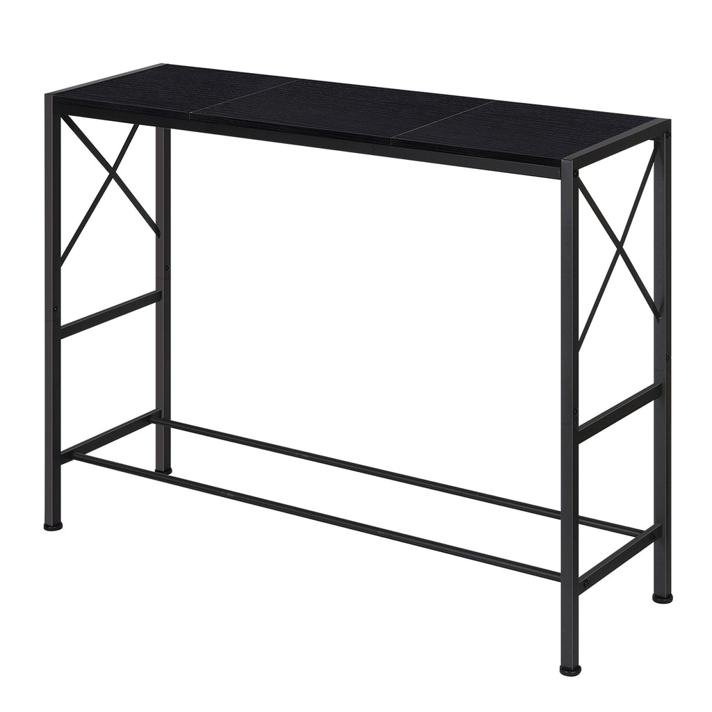 41" Long Narrow Console Table with X-Shape Frame - Slim Industrial Entryway Table for Behind Sofa & Hallway, Minimalist Modern Design, Black
