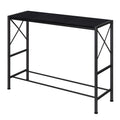 41" Long Narrow Console Table with X-Shape Frame - Slim Industrial Entryway Table for Behind Sofa & Hallway, Minimalist Modern Design, Black