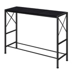 41" Long Narrow Console Table with X-Shape Frame - Slim Industrial Entryway Table for Behind Sofa & Hallway, Minimalist Modern Design, Black