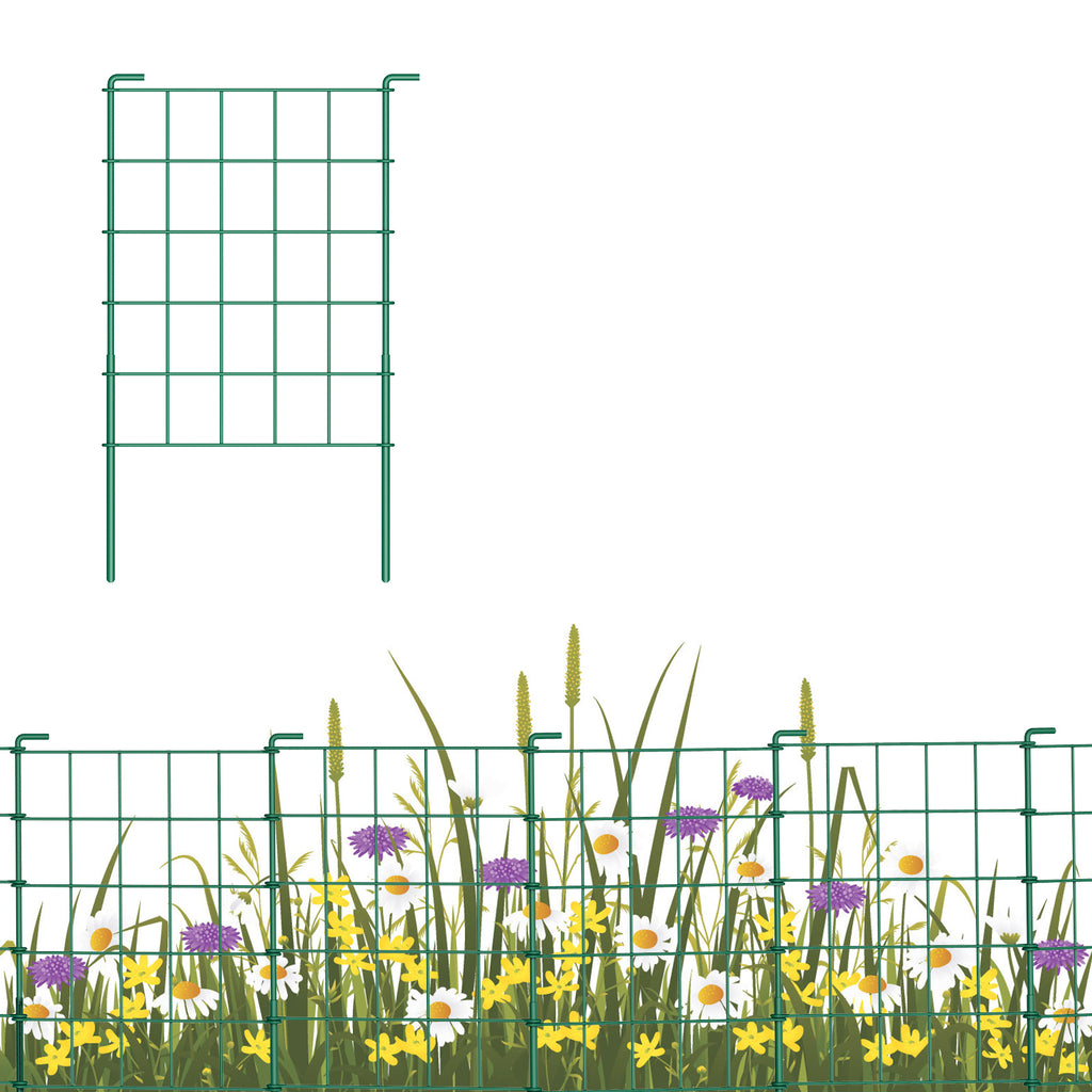 20ft Green Metal Garden Fence for Pets & Landscaping - Easy Assembly Rustproof Grid Fencing, Small Animal Barrier for Outdoor Yards & Flower Beds