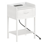 Nightstand with Charging Station - 2-Tier End Table with Drawer & USB Ports for Bedroom