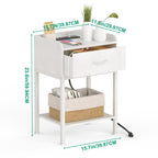 Nightstand with Charging Station - 2-Tier End Table with Drawer & USB Ports for Bedroom