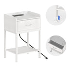 Nightstand with Charging Station - 2-Tier End Table with Drawer & USB Ports for Bedroom