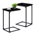 2-Pack C-Shaped Side Table Set - Slim End Tables for Sofa & Bedside, Space-Saving Snack Tray for Laptop & Drinks, Industrial Metal Frame, Black