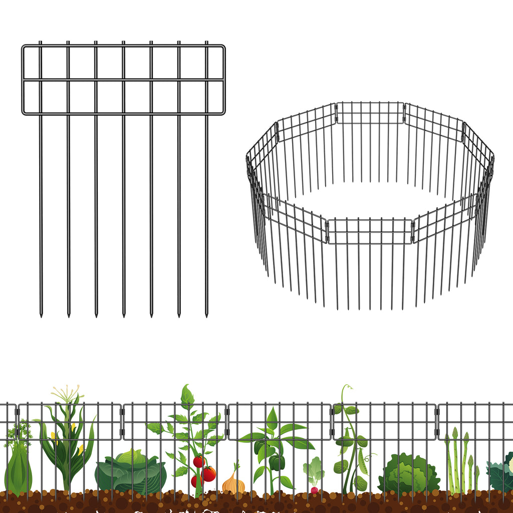 No-Dig Metal Garden Barrier Fence  - Decorative Wire Panels for Yard & Patio