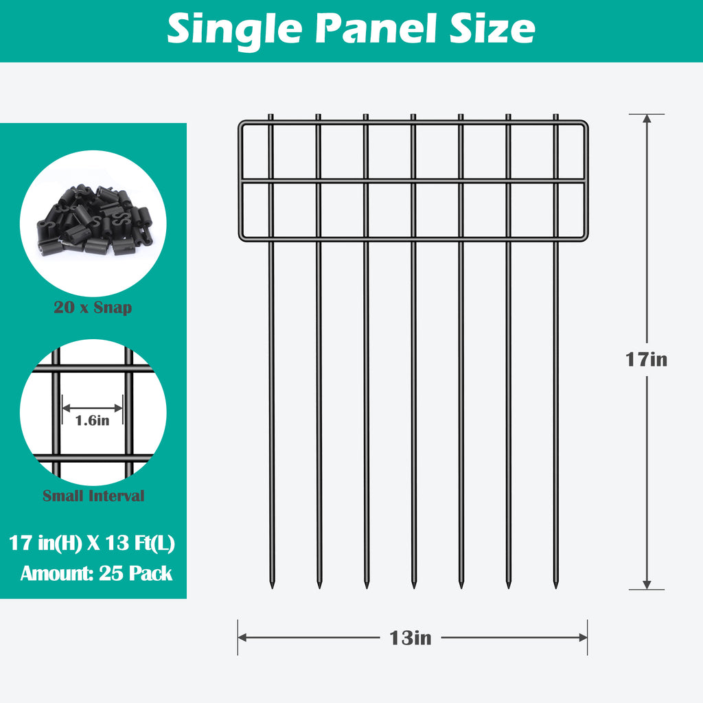 No-Dig Metal Garden Barrier Fence  - Decorative Wire Panels for Yard & Patio