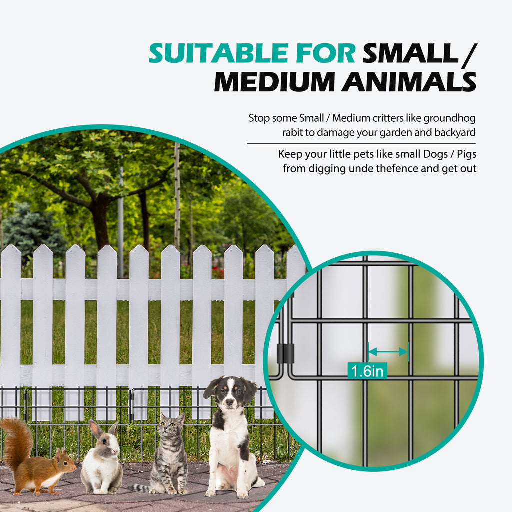 No-Dig Metal Garden Barrier Fence  - Decorative Wire Panels for Yard & Patio