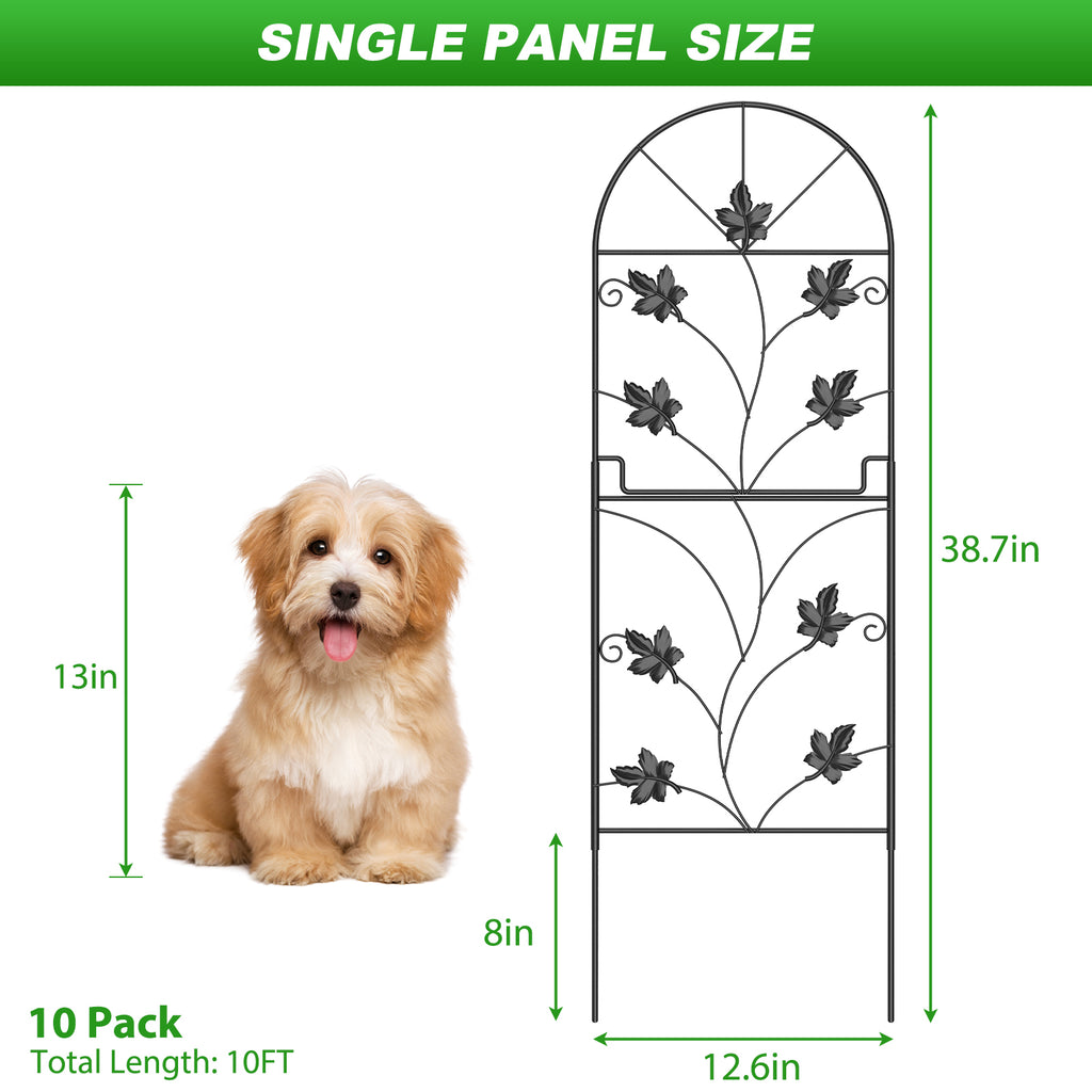 15 Pack Tall Decorative Garden Fence - 38in H x 16ft L Rustproof Metal Wire Border for Dogs