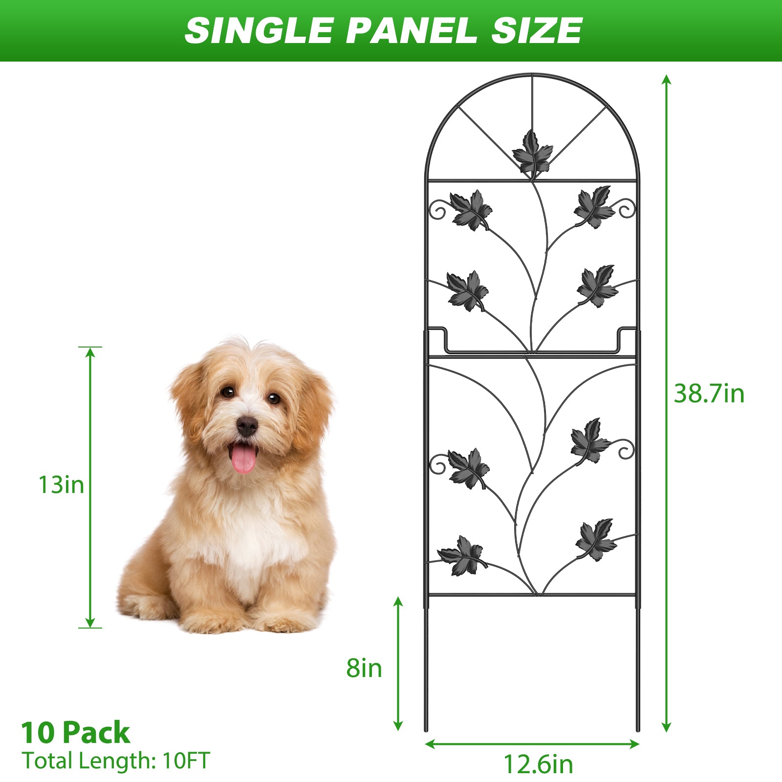 15 Pack Tall Decorative Garden Fence - 38in H x 16ft L Rustproof Metal Wire Border for Dogs