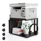 2-Tier Mobile Printer Stand with Storage - Under Desk Rolling Printer Cart with Wheels, Space-Saving Office Organizer for Scanners & Supplies