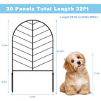 30/10 Pack Decorative Banana Leaf Garden Edging, 22-Inch Rust-Resistant Metal Animal Barrier Fence, Easy No-Dig Installation Wire Fencing for Yard and Pet Protection