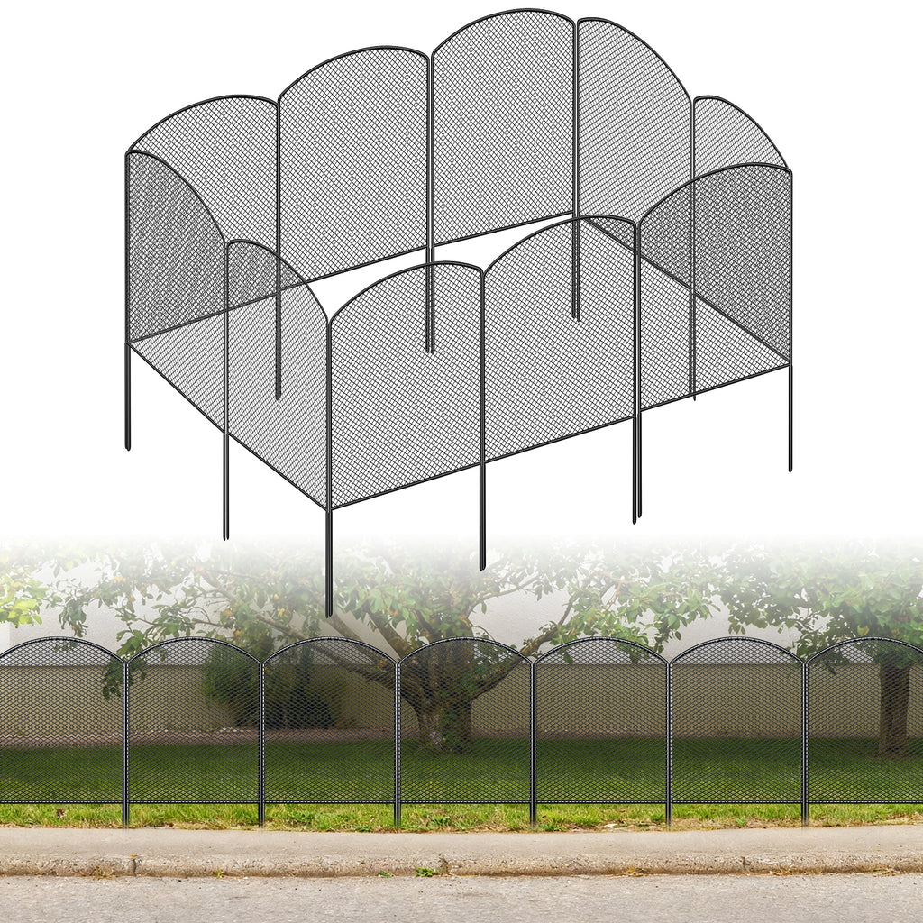 24" (H) x 10ft (L) Mesh Garden Fence & Animal Barrier - No-Dig Metal Wire Fencing for Rabbits & Dogs, Decorative Yard & Patio Border, Black
