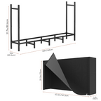 5.3FT Outdoor Firewood Rack with Cover - Heavy Duty Adjustable Log Holder with Waterproof Oxford Fabric